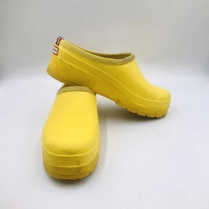 Hunter Womens Original Play Yellow Slip On Clogs Rain Winter Shoes 9M WFF1002RMA - Picture 1 of 9