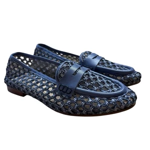 TUCKERNUCK SHOES Blue Woven Rowan Loafers 7.5 Women's Coastal Preppy Prep - Picture 1 of 7