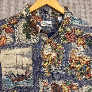 Vtg Reyn Spooner Sz 3XL EDDY Kloth Thanksgiving Turkey Fall American Pilgrims - Picture 1 of 11