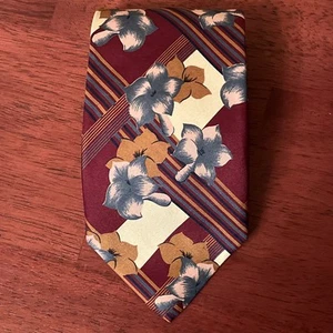 VTG Robert Talbott Studio For James Hand Sewn Hibiscus Floral Silk tie USA Made - Picture 1 of 9