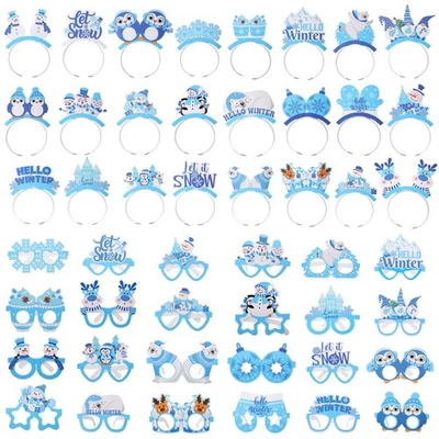 48 шт. зимние снежинки фото будка реквизит очки и повязки на голову Рождество Sno... - Изображение 1 из 4