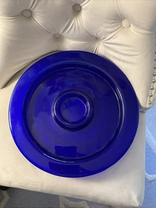 Vintage Cobalt Blue Glass 14” Round Plate Platter / Tray 14” Diameter EUC - Picture 1 of 12