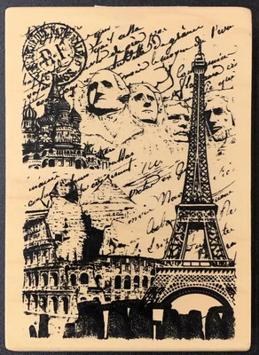 Inkadinkado World Travel Monuments Landmarks Collage Rubber Stamp - Image 1 of 3