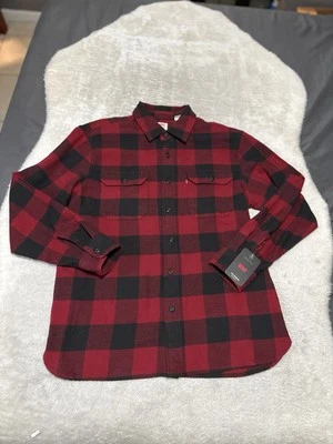 Camisa de Franela Levis The Worker Hombres Mediana Roja Negra Búfalo Cuadros Calce Relajado Foto 1 de 4