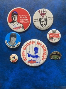 Hank Aaron Joe DiMaggio Mickey Mantle Etc Pins. Mint! - Picture 1 of 6