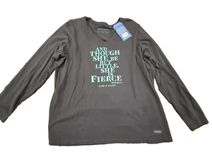 Life is Good Damen Gr. XL Langarm "She be but little" grün Baumwolle Neu mit Etikett Oberteil - Bild 1 von 9
