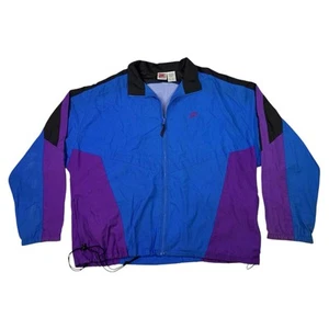 Cortavientos vintage NIKE con etiqueta gris para hombre años 90 cremallera completa negro azul púrpura talla XXL - Imagen 1 de 9