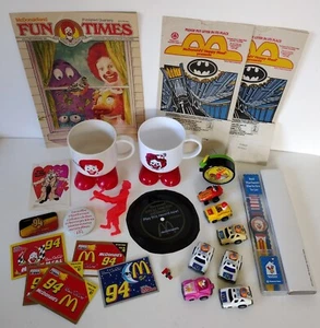 24 Vintage McDonald's Toy Lot Watch Ronald Batman Bag Fun Times Mugs Pin Jordan - Picture 1 of 16