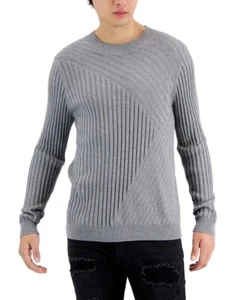 INC International Concepts Mens Tucker Crewneck Sweater Ribbed Cotton Grey XXL - Picture 1 of 2