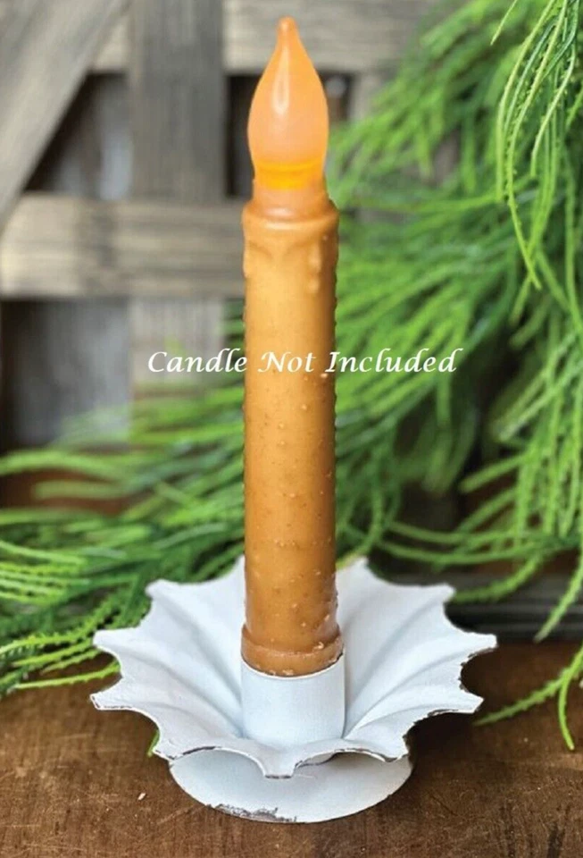 NUEVO SHABBY WHITE FLOWER Candelabro Cónico 3.5" Ancho Metal Chippy Cottage Chic Foto 1 de 2