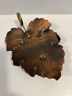 Vintage Copper Craft Guild Copper Leaf Dish With Handle 9"