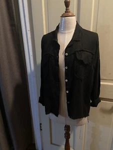 DONNA DONNA ITALIAN LINEN Black OPEN JACKET SIZE S/M - Picture 1 of 9