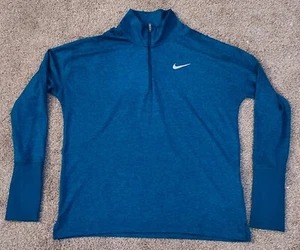 Nike Running Dri-Fit 1/4 Zip Teal Long Sleeve w/ Thumb Holes Medium - Picture 1 of 9