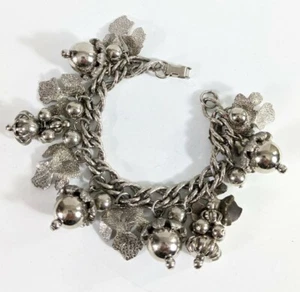 Acorn Dangle Bracelet Vintage Silver Toned Fall Dangly Charm chain leaves - Bild 1 von 9