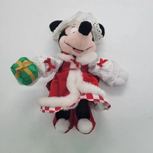 Bolsa de frijoles navideños exclusiva de Minnie Mouse Disney Store 2002 peluche de Navidad - Imagen 1 de 5