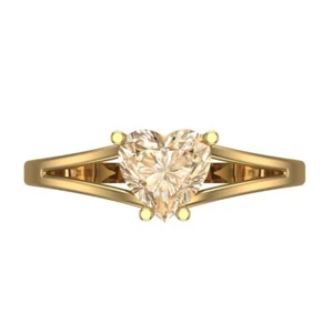 1 cttw Heart-Cut Natural Morganite Solitaire  Engagement Ring (14K Yellow Gold) - Picture 1 of 11