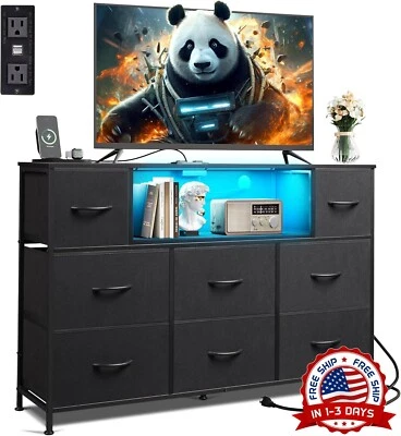 Cómoda negra para dormitorio, mueble de TV para dormitorio de 50 y 55 pulgadas - Image 1 of 4