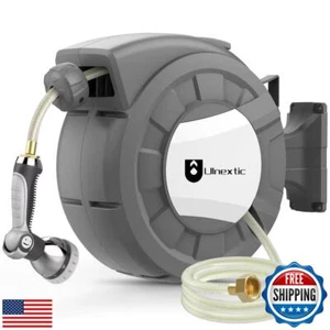 Retractable Garden Hose Reel,1/2 in x 50 ft Wall Mounted Hose Reel,10-Pattern - Picture 1 of 5