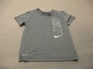 NIKE DRI-FIT Size M (5-6) Boys Gray Short Sleeve Athletic Training T-Shirt 142 - Picture 1 of 7