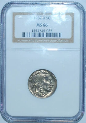 1937 D NGC MS66 Buffalo Nickel - Image 1 of 2