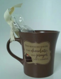 Abbey Press My Cup Runneth Over Schokoladenkuchen Kaffeebecher 8 Unzen Braun Keramik NEU - Bild 1 von 8