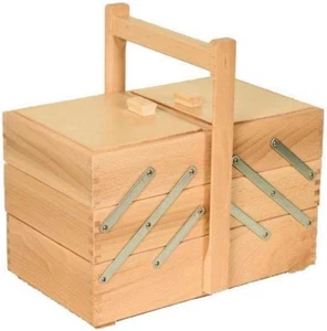 Cestino Porta Cucito 3 Piani a Scaletta in Legno Naturale (Cm. 29X18X28) - Foto 1 di 12