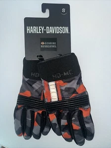 Harley-Davidson Men's Centerline Mixed Media Gloves, Orange - 97200-23VM Small - Picture 1 of 5
