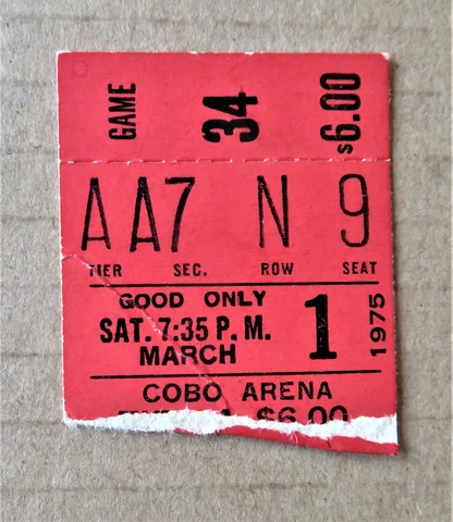 Detroit Pistons vs Chicago Bulls Ticket stub Mar 01, 1975 - COBO Arena ! Cover