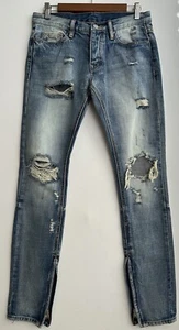 Jeans MNML taglia 29x32 invecchiati distrutti strappati cerniere alla caviglia bottoni mosca uomo - Foto 1 di 12