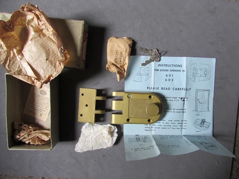 Vintage Corbin Door Lock Rim Bar Bolt Lock Old Hardware Stock in New Unused Cond Cover