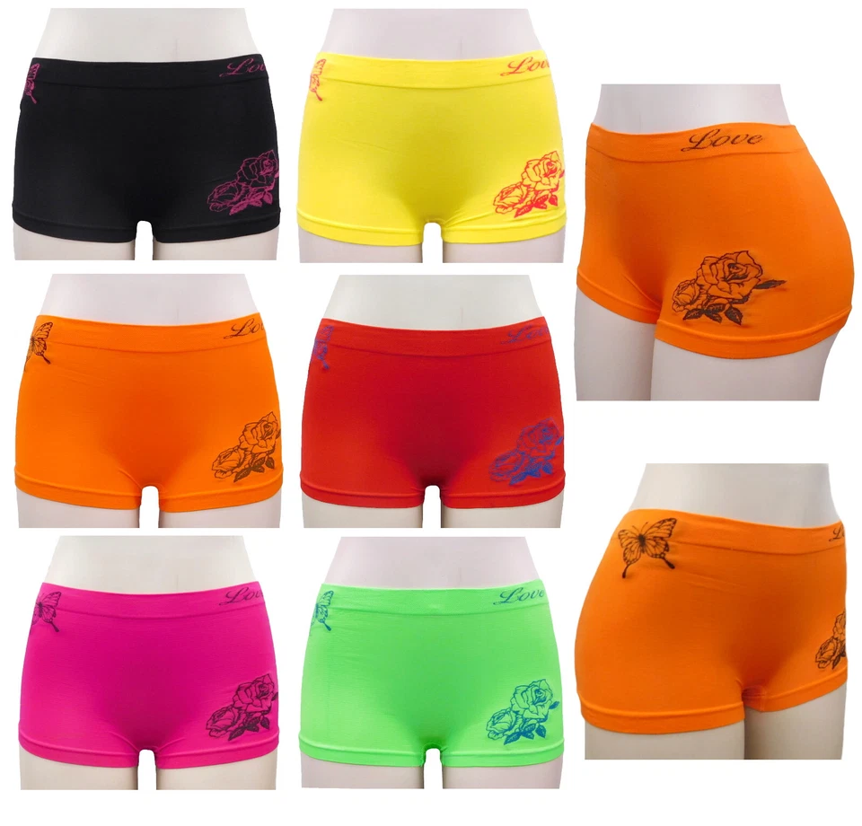 6 Ladies Boxer Shorts Seamless Mesh Design Underwear Women Panties Boyshorts