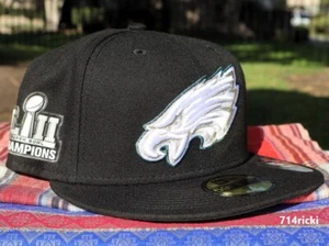 Super Bowl LII 52 Champions Philadelphia Eagles Fitted Hat New Era 59FIFTY NFL - Picture 1 of 8
