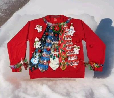 Christmas 1st WINNER Sz L Men Women Ugly Epic Ugliest Tacky Sweater Sweatshirt - Image 1 of 4