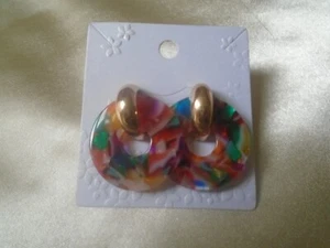 Vintage Bohemian Style Metal And Resin Earrings Multicoloured New - Picture 1 of 2