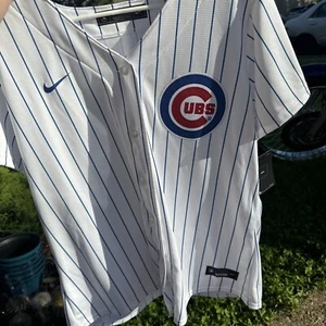 Nike Authentic Chicago Cubs MLB Baseball Jersey Pinstripe White Home 28 xL - Picture 1 of 4