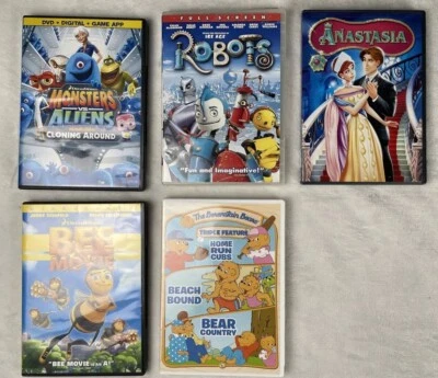 Lot 5 Animated Movies Bee Movie Robots Anastasia Monsters v Aliens Berenstain - Image 1 of 4