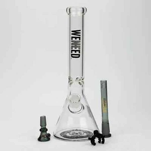 WENEED® 12″ – Glass Beaker Bong – Clear Water Pipe (ASSORTED DESIGNS ON BASE) - Picture 1 of 12