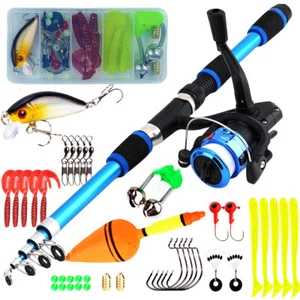 Spinning Fishing Rod and Reel Combo Baits Hooks Fishing Pole Combo Set (Blue) ES - Foto 1 di 12
