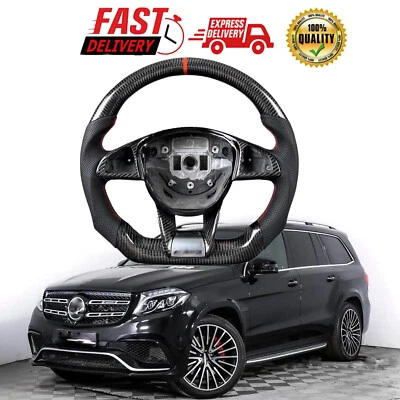 Carbon Fiber Steering Wheel For Mercedes-Benz C43 C63 E43 S G GLE GLC GLS AMG GT - Image 1 of 4