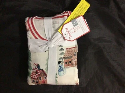POTTERY BARN GINGERBREAD ADULT  TIGHT FIT ORGANIC PAJAMAS SIZE XL MULTI NEW - Image 1 of 2