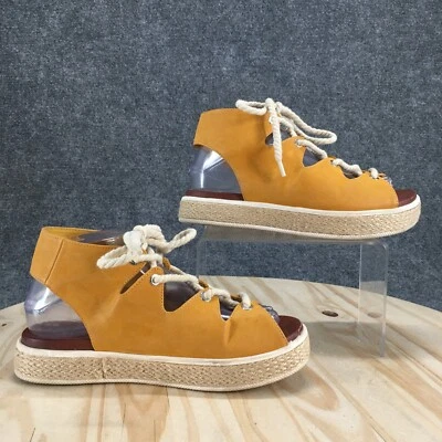 MIA Sandals Womens 7.5 Delena Espadrille Yellow Lace Up Open Toe Casual MH0732 - Image 1 of 4