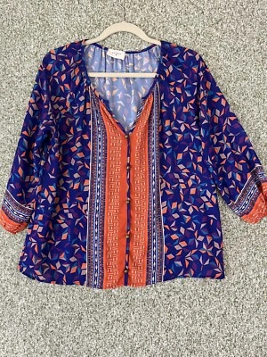 Everly Tops Mujer Pequeño Púrpura Geométrico Faisán Manga Relajado Cuello en V Cuadrado Foto 1 de 4