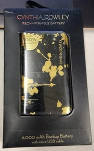 Cynthia Rowley 6000mAh Backup Battery Power Bank Black/Gold – New - Picture 1 of 3