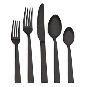 O.C.E. Matte Black Silverware Set, Stainless Steel Flatware Set, 20 Piece Tab... - Picture 1 of 6