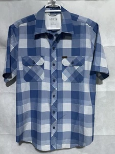 Camicia ORVIS uomo XL blu a quadri manica corta con bottoni pesca natura outdoor - Foto 1 di 5