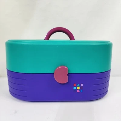 Estuche de Maquillaje Retro Caboodles Grande Cosmético 2642 Verde Azulado Púrpura con Espejo Usado en Excelente Condición ¡Limpio! Foto 1 de 4