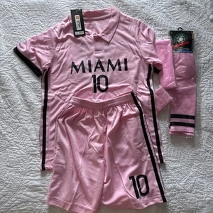 Inter Miami FC #10 Juvenil Fútbol Jersey Pantalones Cortos Calcetines Muñeca/Diadema Kit talla 24 - Imagen 1 de 1