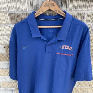 Nike Baseball Mens XL Houston Astros Engineered Dri Fit Polo Stretch Navy Orange - Picture 1 of 7
