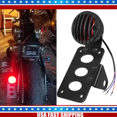 Side Mount License Plate Bracket Motorcycle Tail Light Holder For Harley Bobber - Image 1 of 4