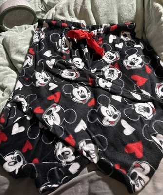 Pantalones de salón para mujer Disney negros rojos blancos Mickey Mouse cordón L (12/14) usados en excelente estado Foto 1 de 3